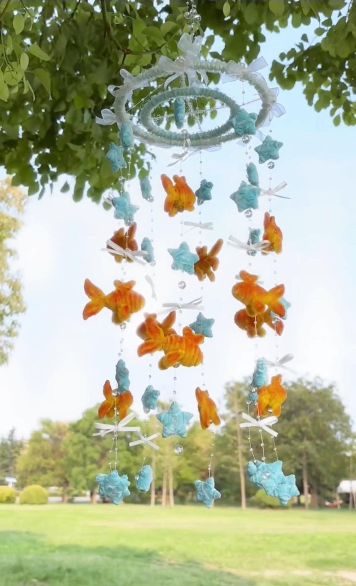 Goldfish Mobile, Handmade Hanging Decor, Playful Koi Ornament, Dreamy Room Accent