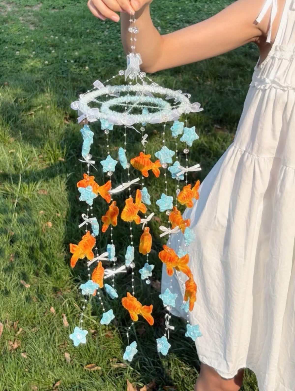 Goldfish Mobile, Handmade Hanging Decor, Playful Koi Ornament, Dreamy Room Accent