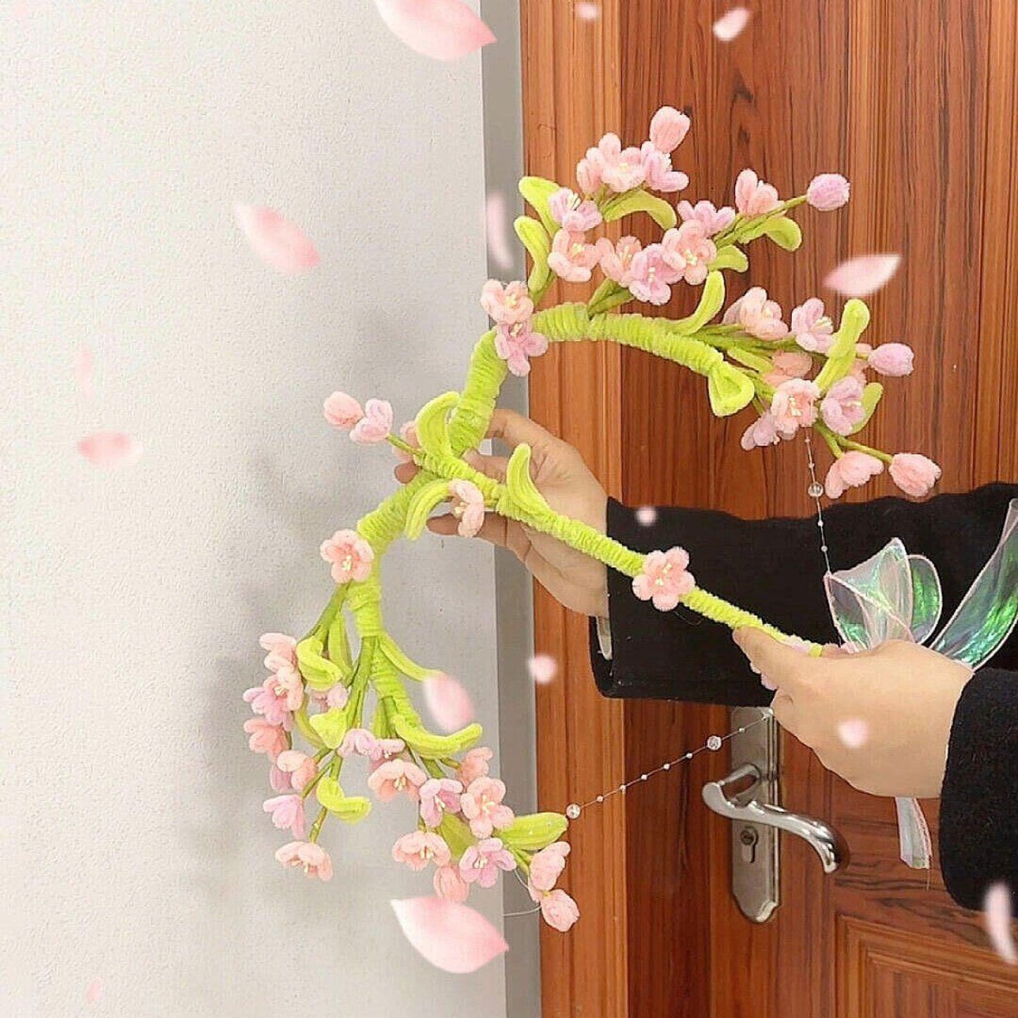 Floral Bow and Arrow, Pipe Cleaner craft, Fairy Garden Style, Fantasy Prop, Room Decor Gift, Unique Handmade Art