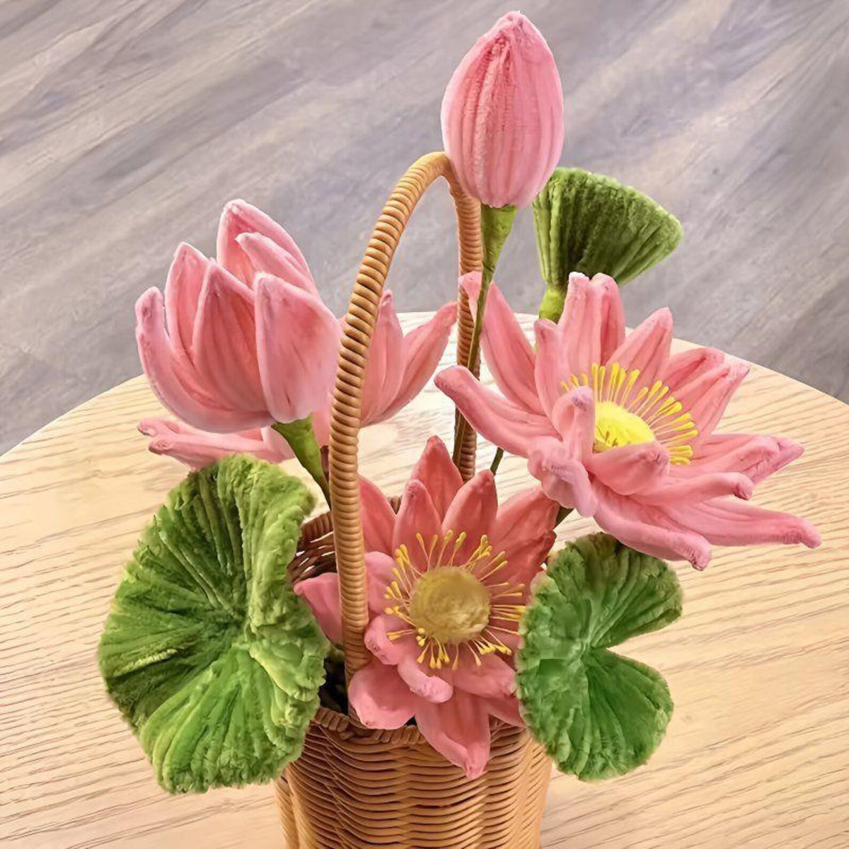 DIY Lotus Flower Kit, Pipe Cleaner Lotus Arrangement, Handmade Floral Craft, Chenille Stem Flower Set