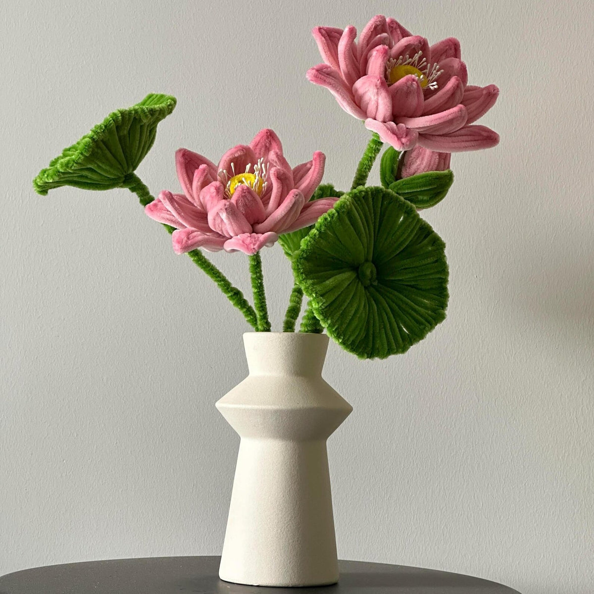 DIY Lotus Flower Kit, Pipe Cleaner Lotus Arrangement, Handmade Floral Craft, Chenille Stem Flower Set