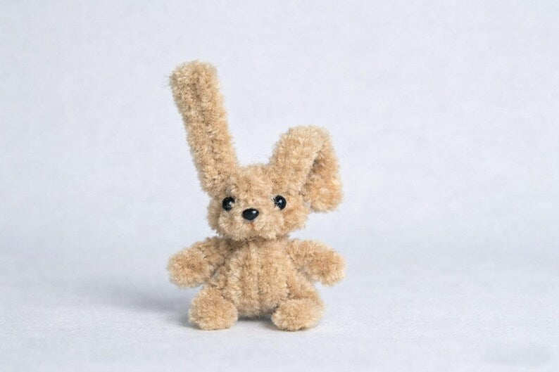 Pipe Cleaner Plush Bunny Trio Handmade Kawaii Mini Stuffed Toy Gift