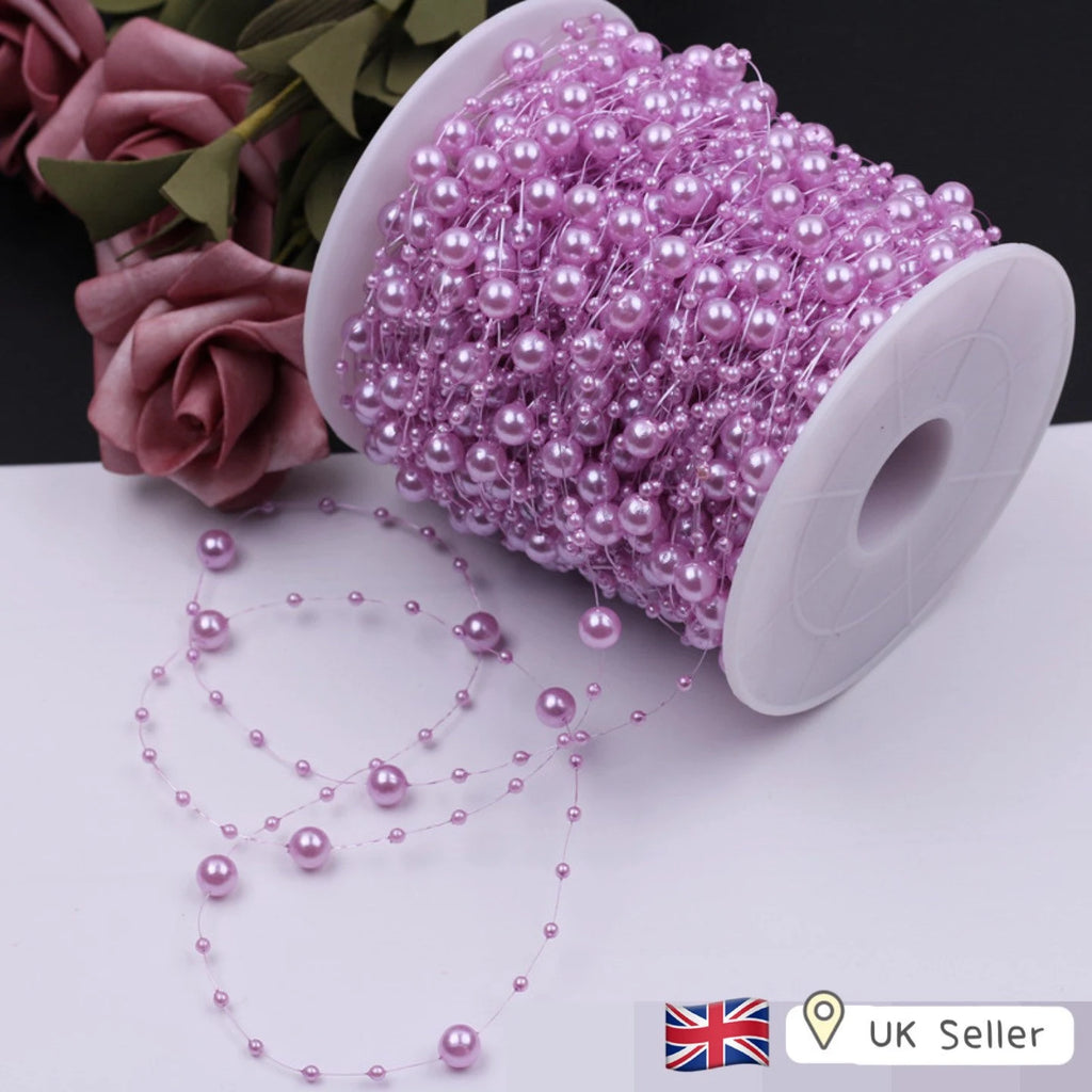 Holographic Pearl Beads Line, 8+3 Luster Artificial Pearl String Decorations