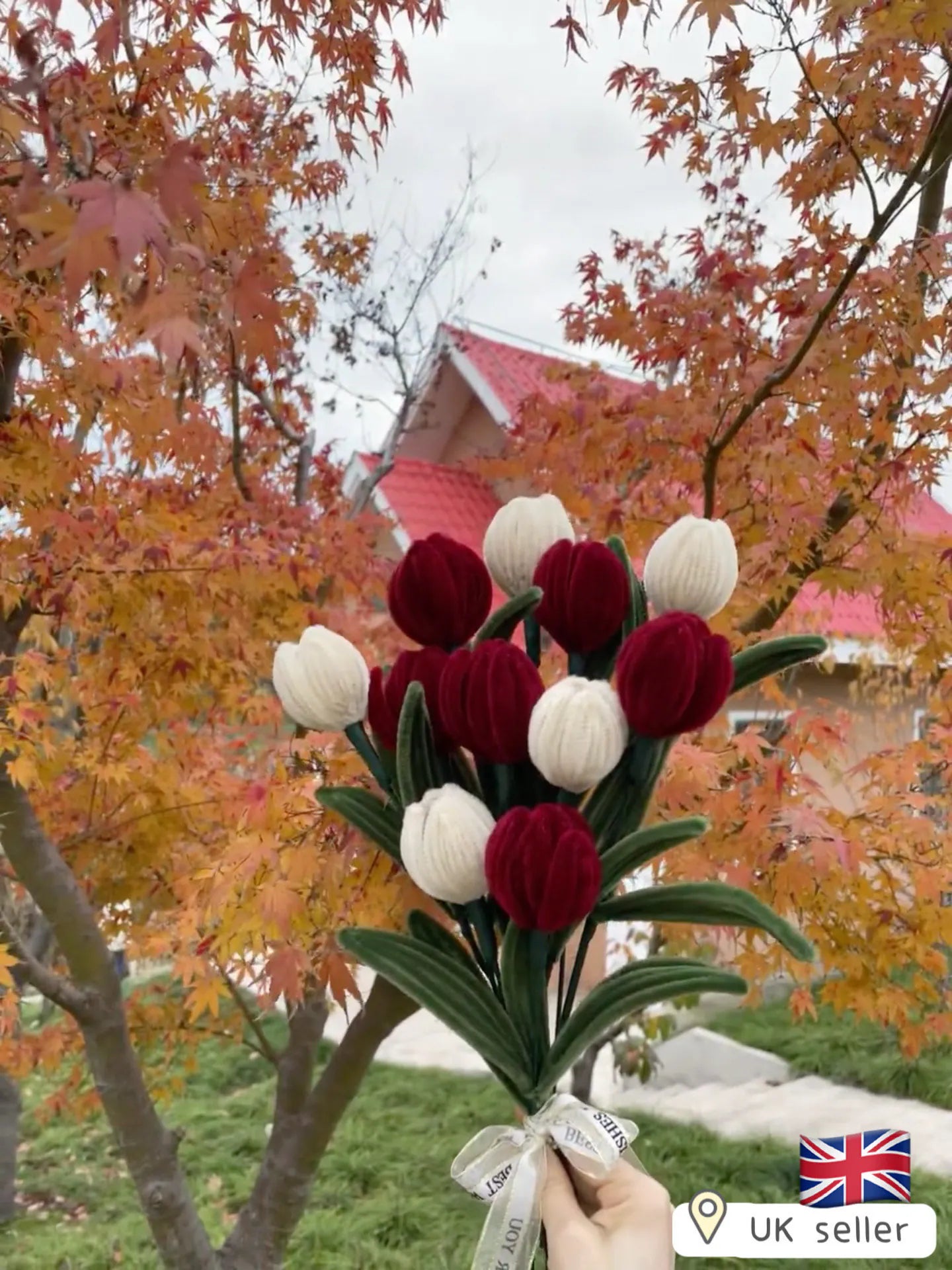 Pipe Cleaners Tulip DIY kit, for 7 handmade flower bouquet, handcrafts chenille stems