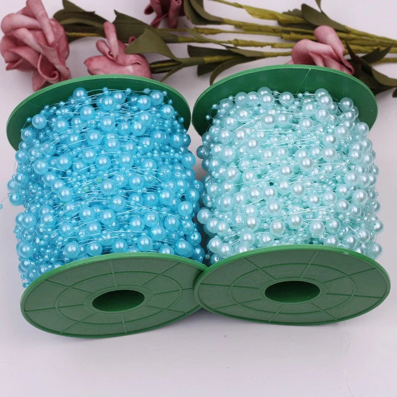Holographic Pearl Beads Line, 8+3 Luster Artificial Pearl String Decorations