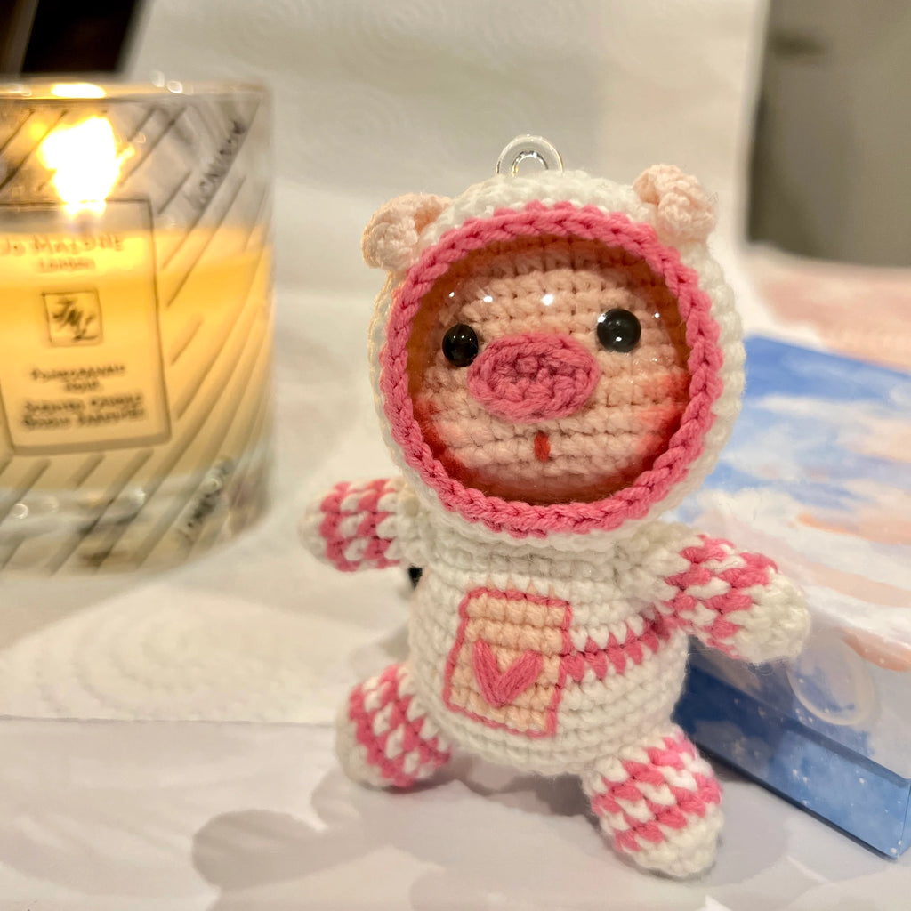 Crochet Space Animal Keyring Amigurumi Astronaut Handmade Gift