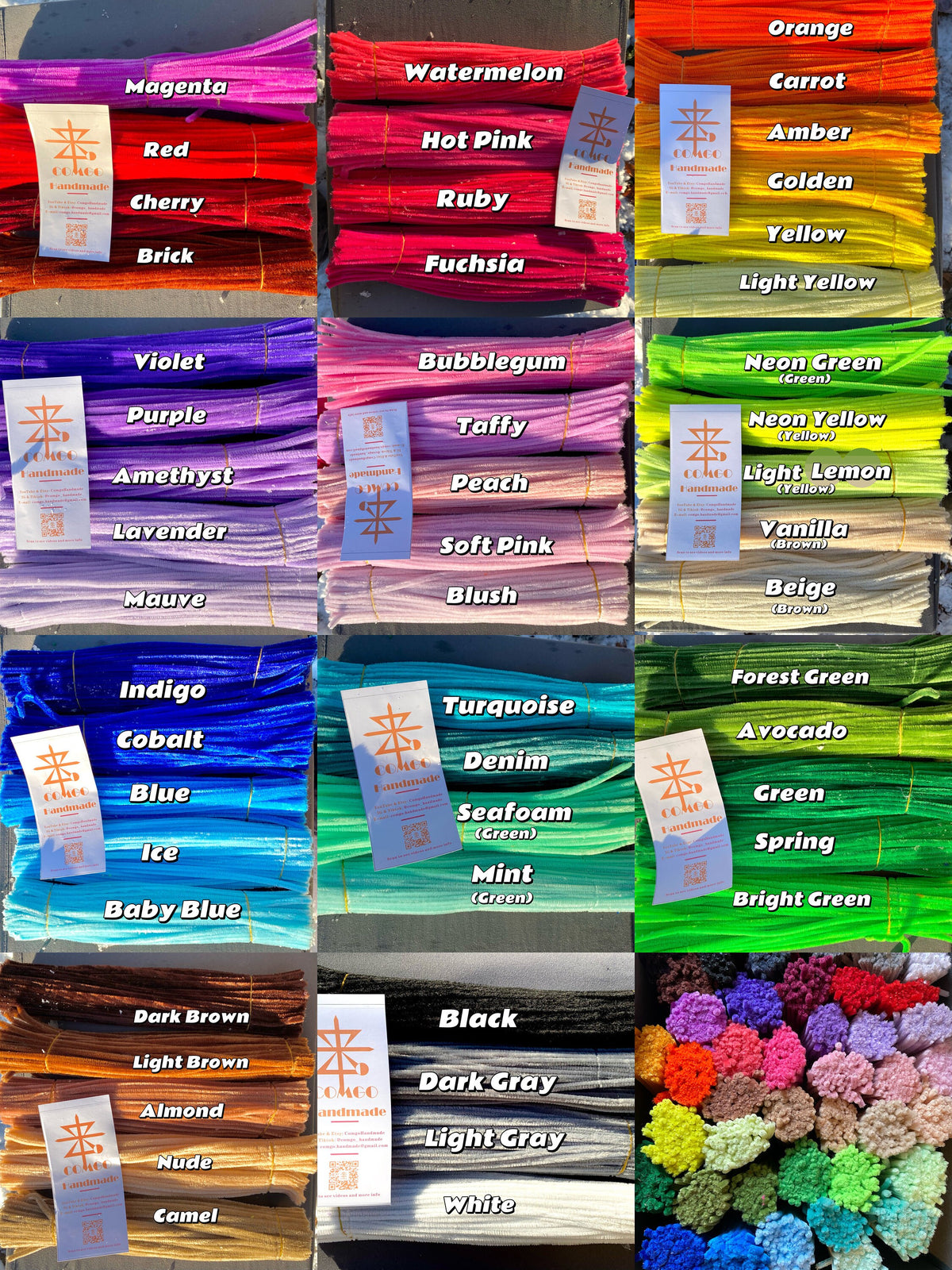 100Pcs 6mm×30cm Pipe Cleaners 52 Colors Extra Dense Fluffy