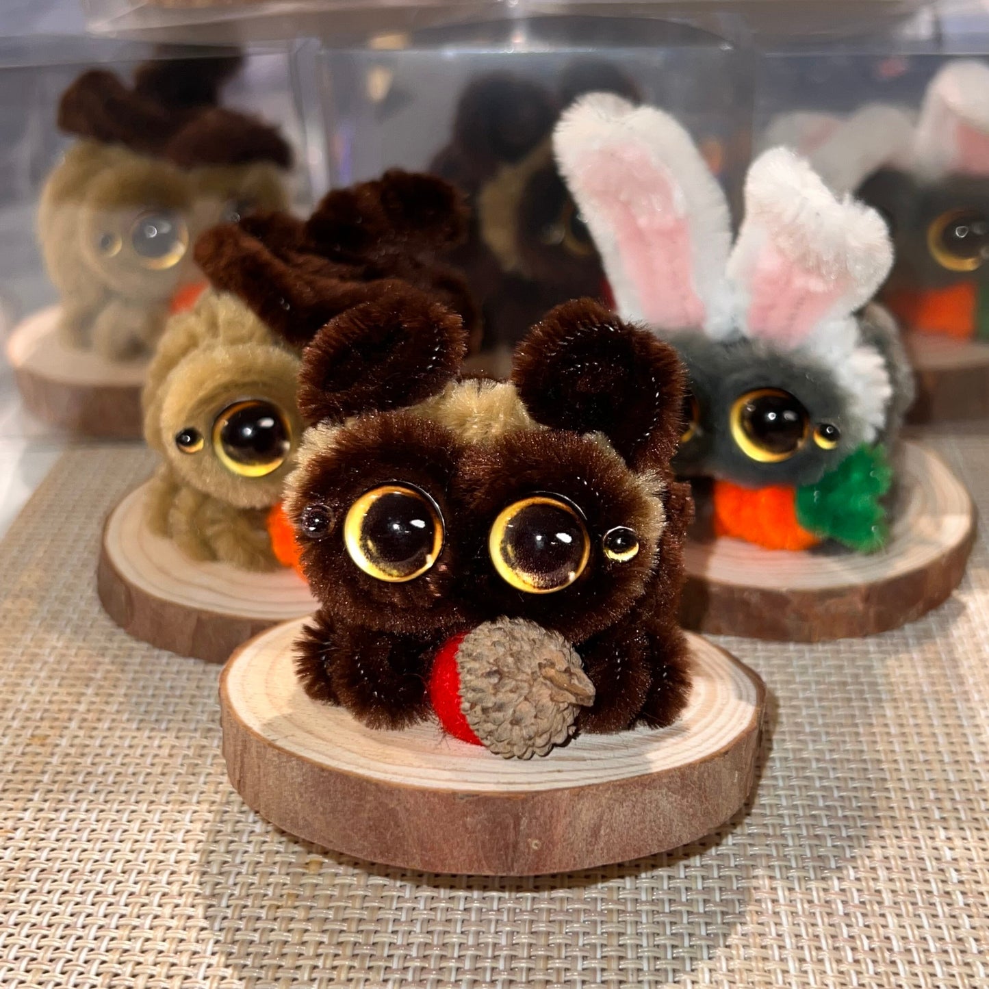 Lucas Bunny Costume Pipe Cleaner Jumping Spider Handmade Desk Ornament
