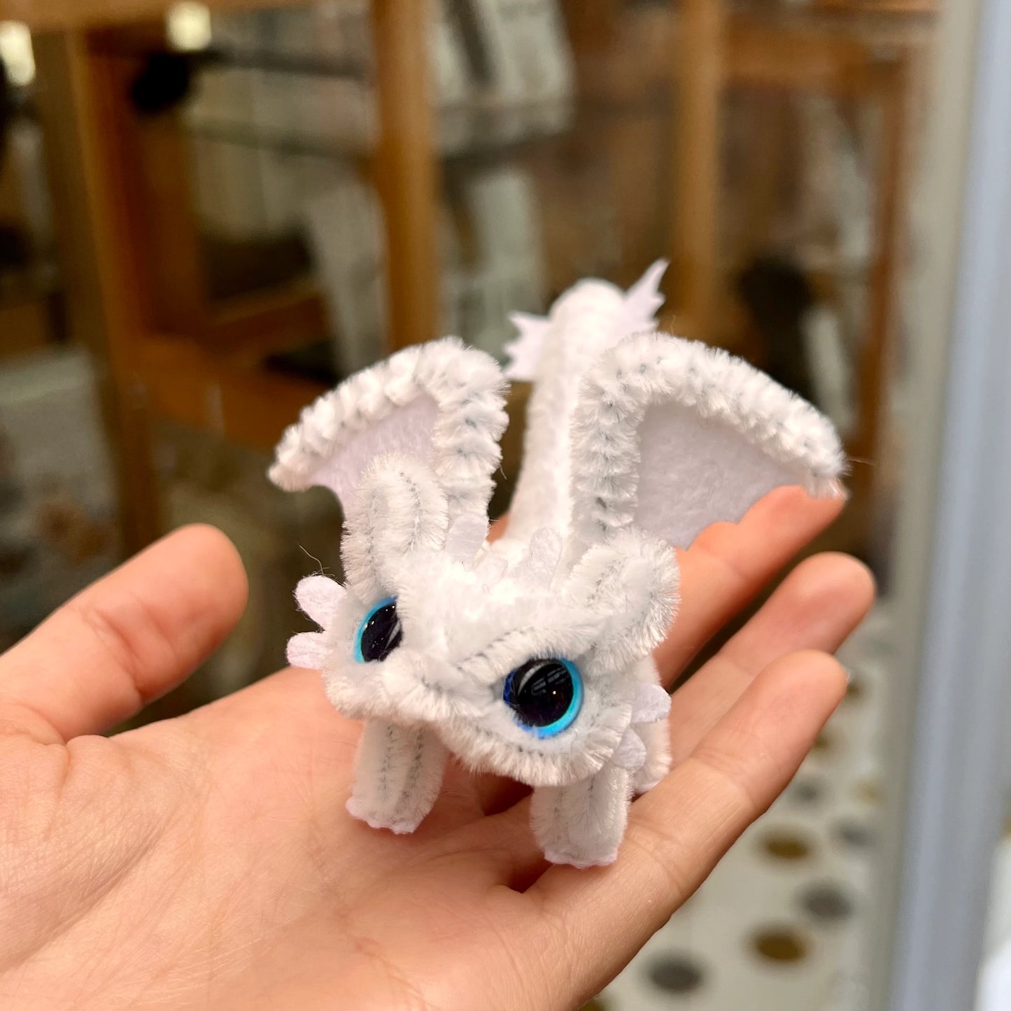 Toothless Dragon Pipe Cleaner Couple | Handmade Fluffy Desk Decor Gift