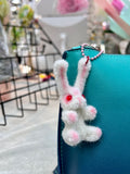 Pipe Cleaner Bunny Charm Cute Keyring Handmade Fluffy Toy