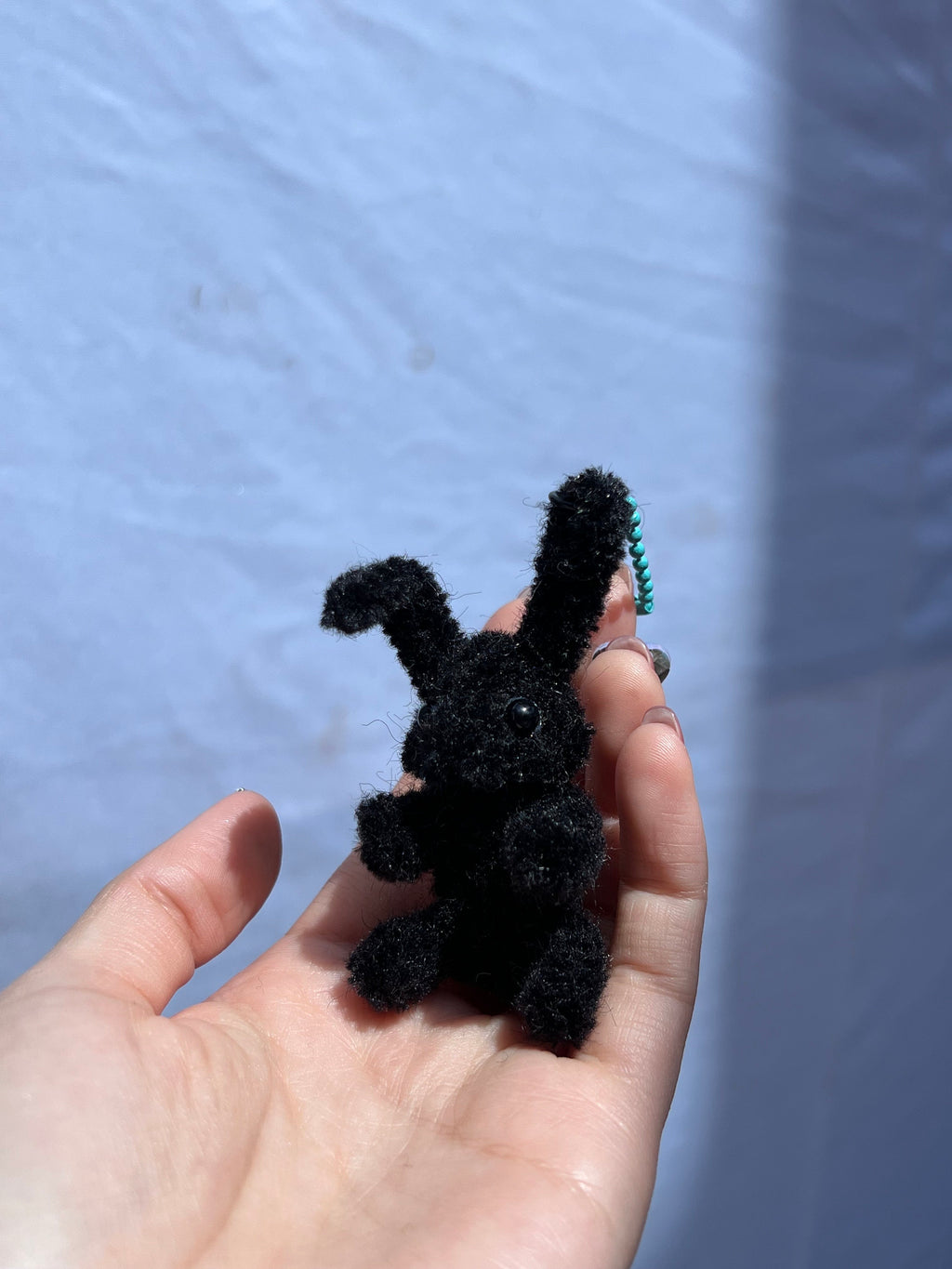 Pipe Cleaner Bunny Charm Cute Keyring Handmade Fluffy Toy