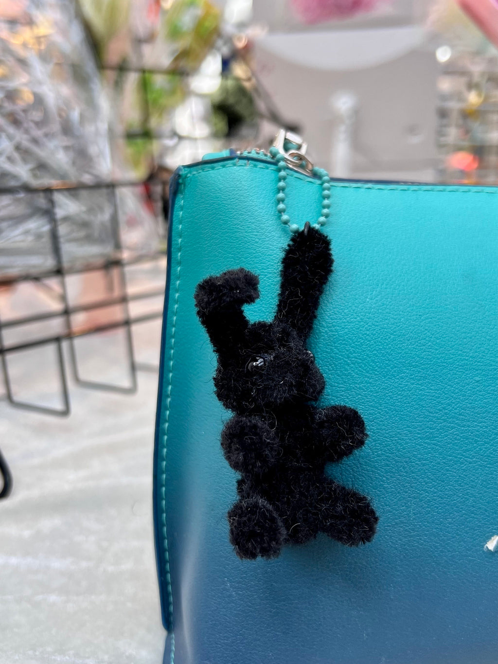 Pipe Cleaner Bunny Charm Cute Keyring Handmade Fluffy Toy