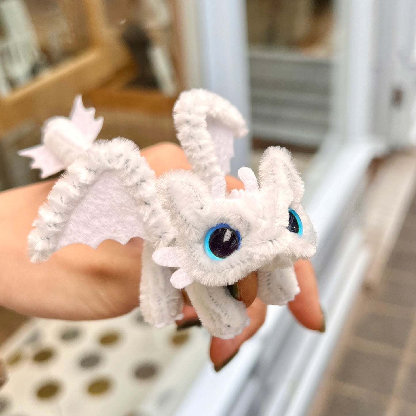 Toothless Dragon Pipe Cleaner Couple | Handmade Fluffy Desk Decor Gift