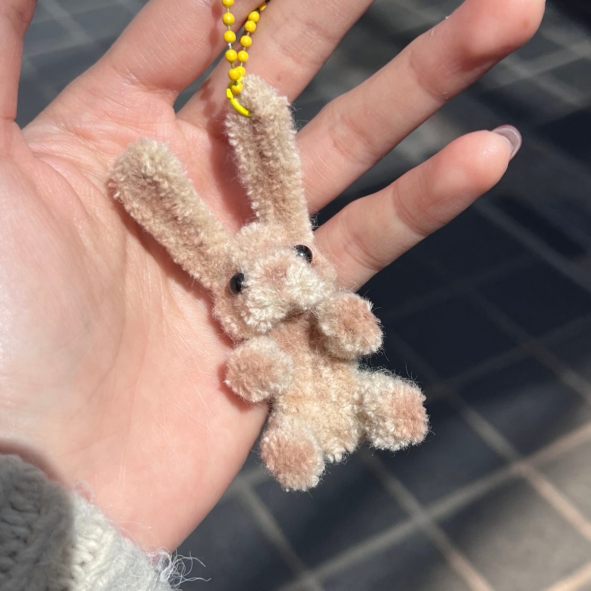Pipe Cleaner Bunny Charm Cute Keyring Handmade Fluffy Toy