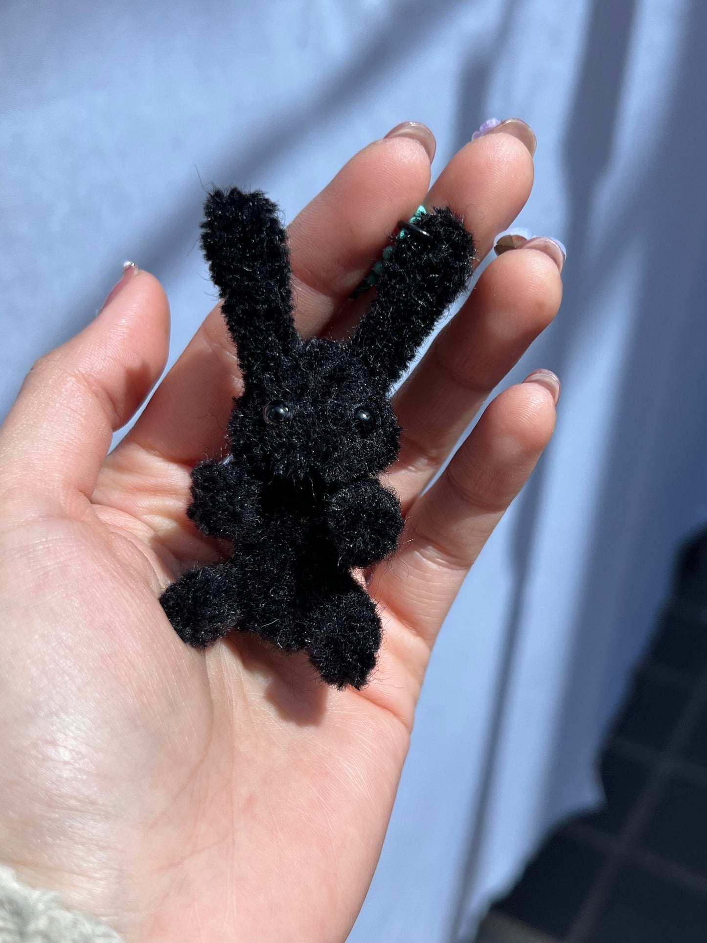 Pipe Cleaner Bunny Charm Cute Keyring Handmade Fluffy Toy