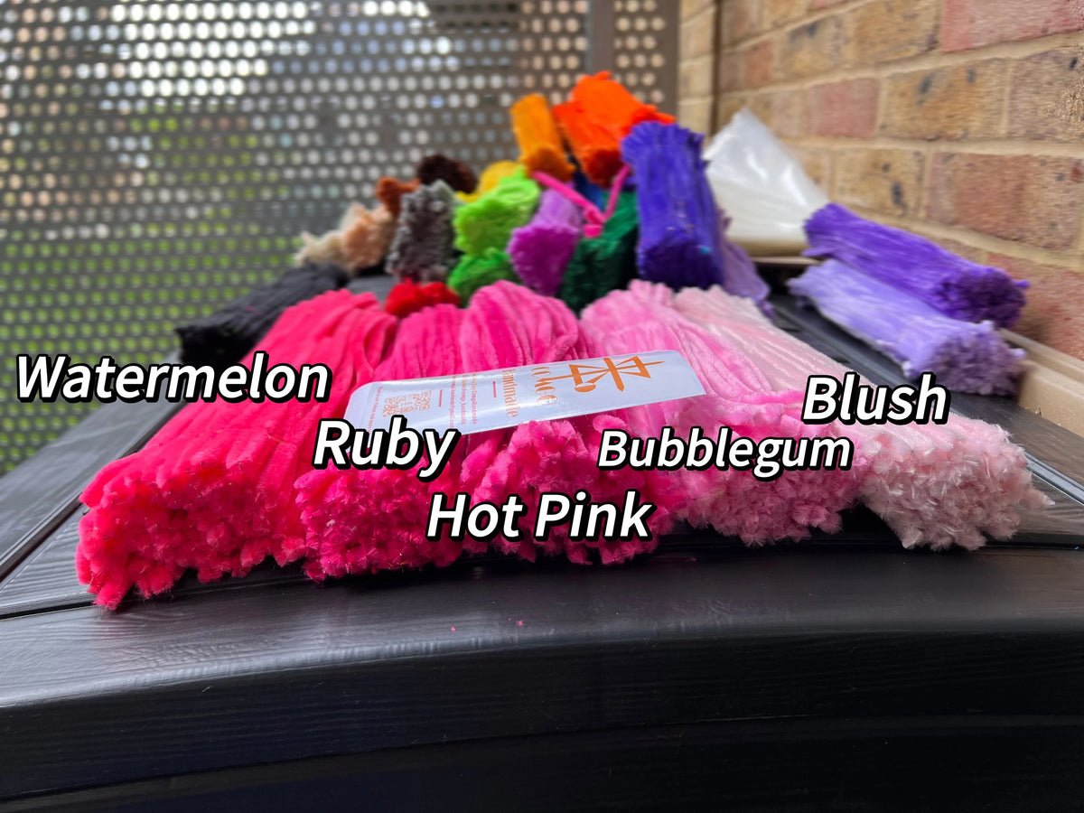100Pcs 9mm×30cm Thick Pipe Cleaners Extra Dense Chenille Stems 34 Colors