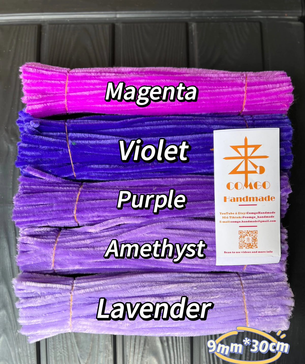 100Pcs 9mm×30cm Thick Pipe Cleaners Extra Dense Chenille Stems 34 Colors