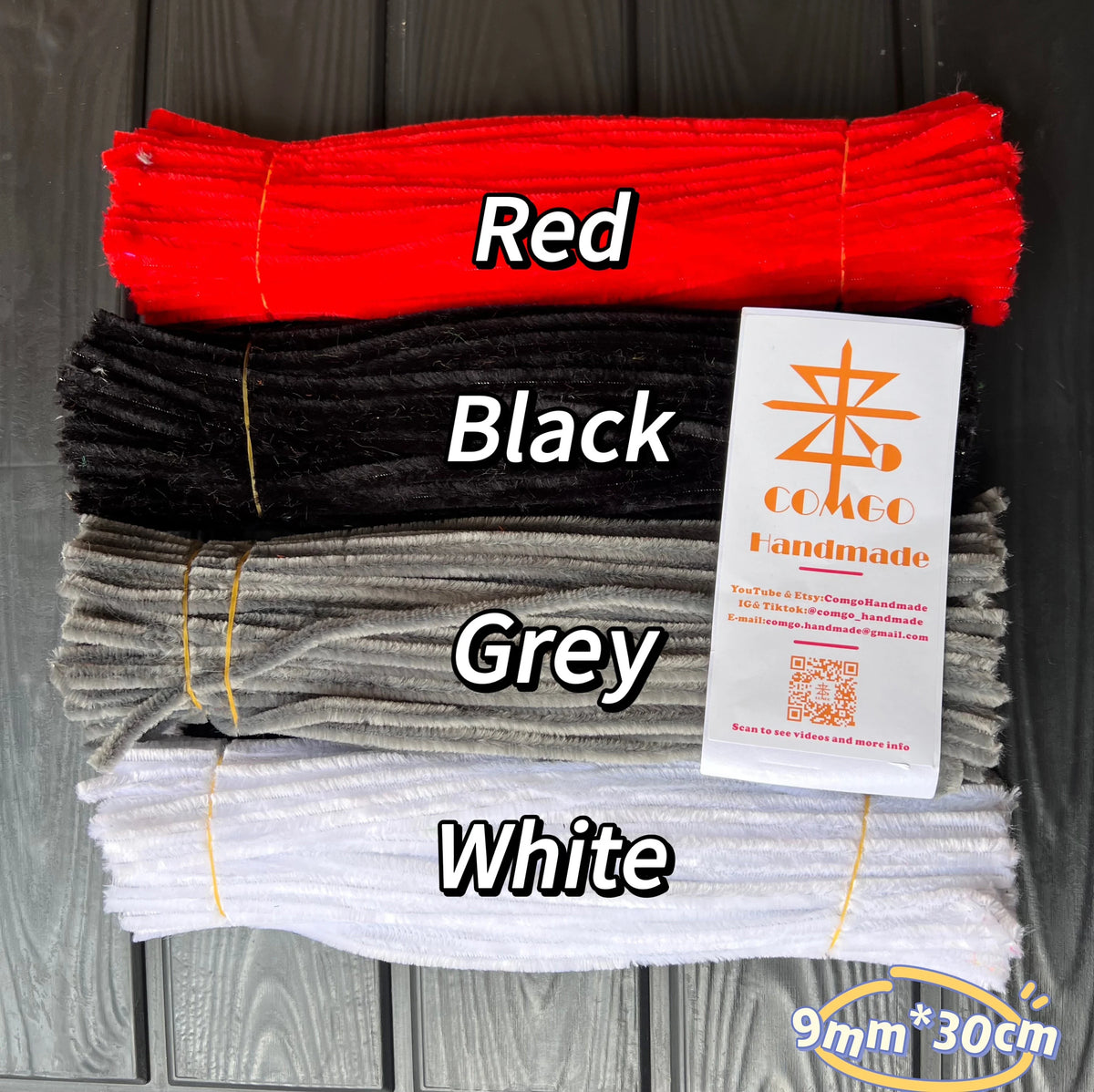 100Pcs 9mm×30cm Thick Pipe Cleaners Extra Dense Chenille Stems 34 Colors