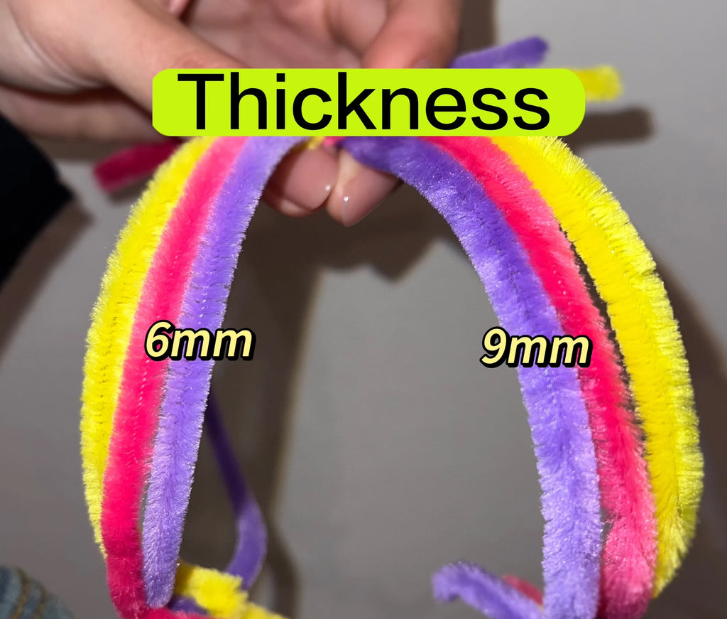 100Pcs 9mm×30cm Thick Pipe Cleaners Extra Dense Chenille Stems 34 Colors