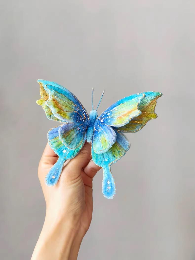 Handmade Pipe Cleaner Butterfly Brooch | Custom Colour Unique Gift & Hair Accessory