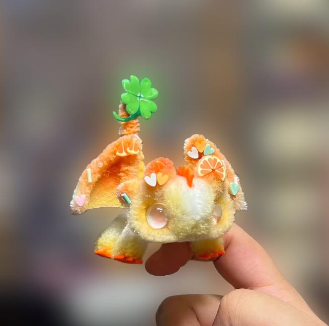 Honey Orange Poseable Mini Pipe Cleaner Dragon Handmade Gift