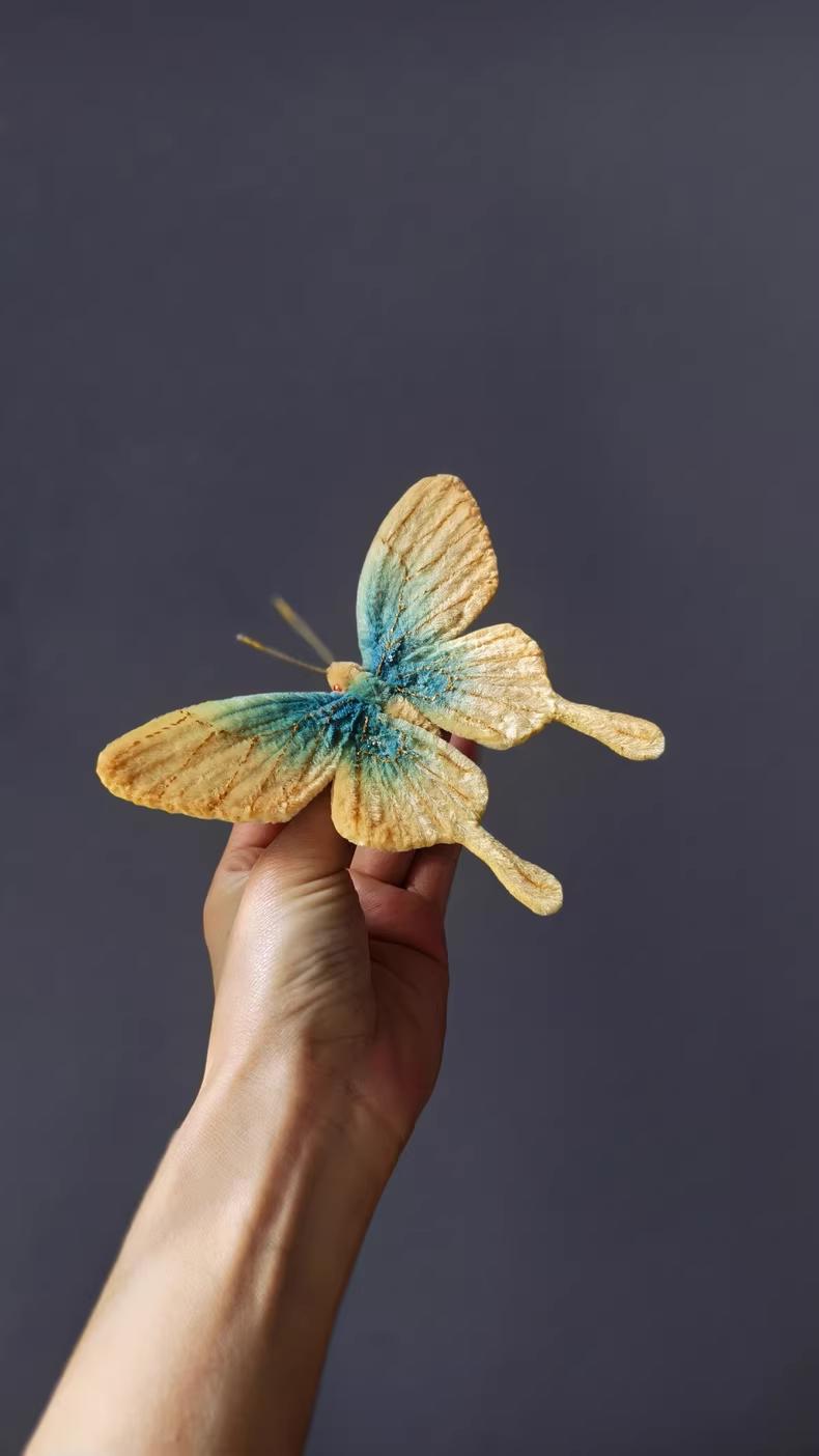 Golden Sky Pipe Cleaner Butterfly Handmade Custom Size Gift