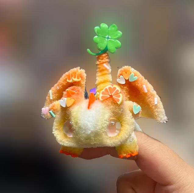 Honey Orange Poseable Mini Pipe Cleaner Dragon Handmade Gift