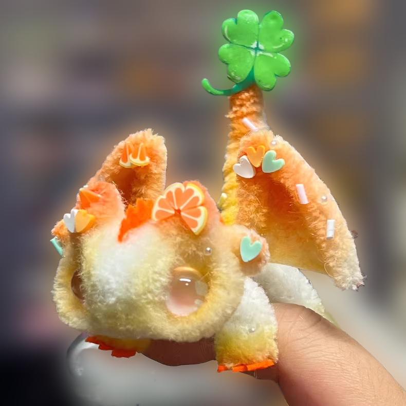 Honey Orange Poseable Mini Pipe Cleaner Dragon Handmade Gift
