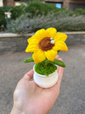 Handmade Pipe Cleaner Sunflower in Mini Pot – Golden & Amber Chenille Stem Flower Décor