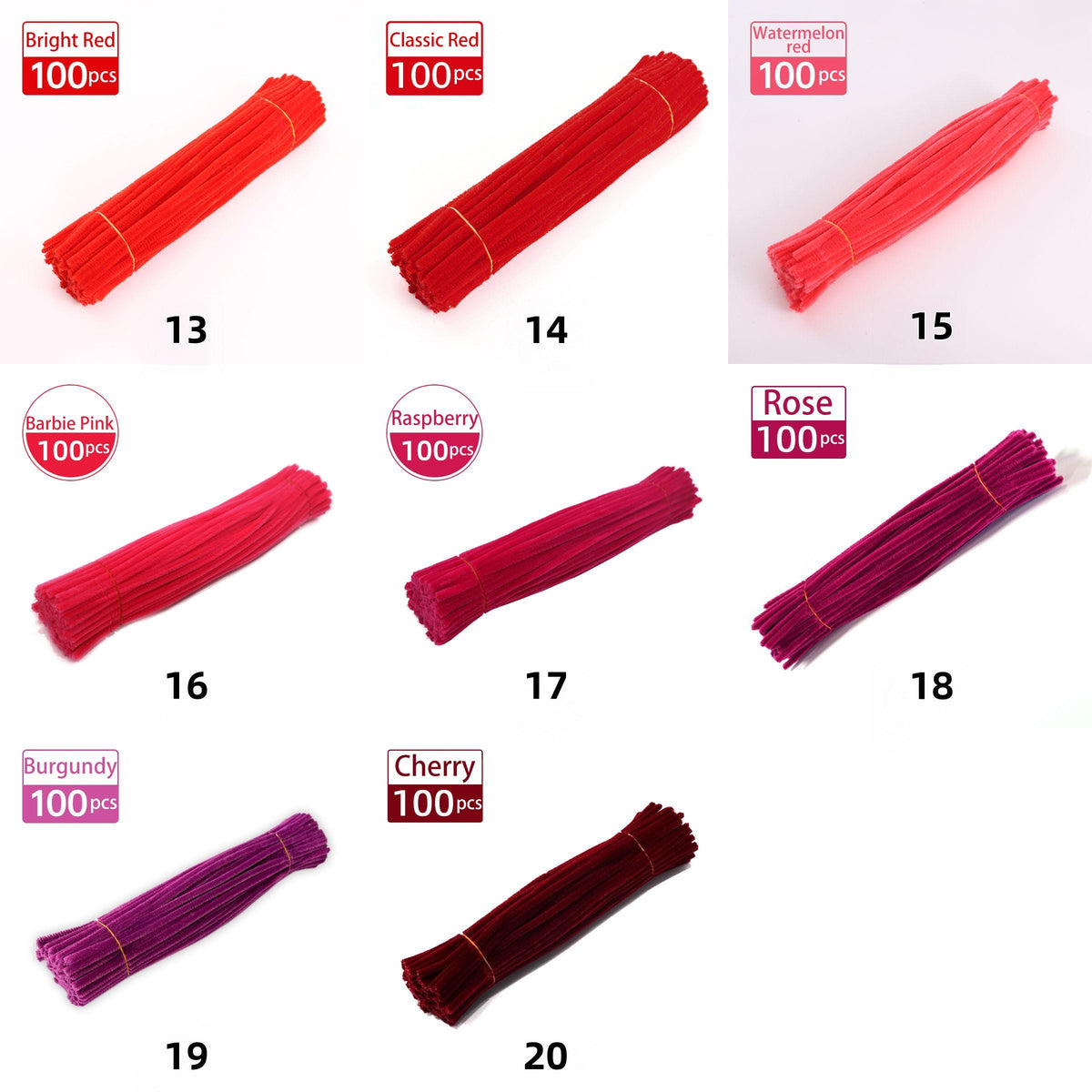 100Pcs 6mm Pipe Cleaners Assorted Colors for DIY Crafts