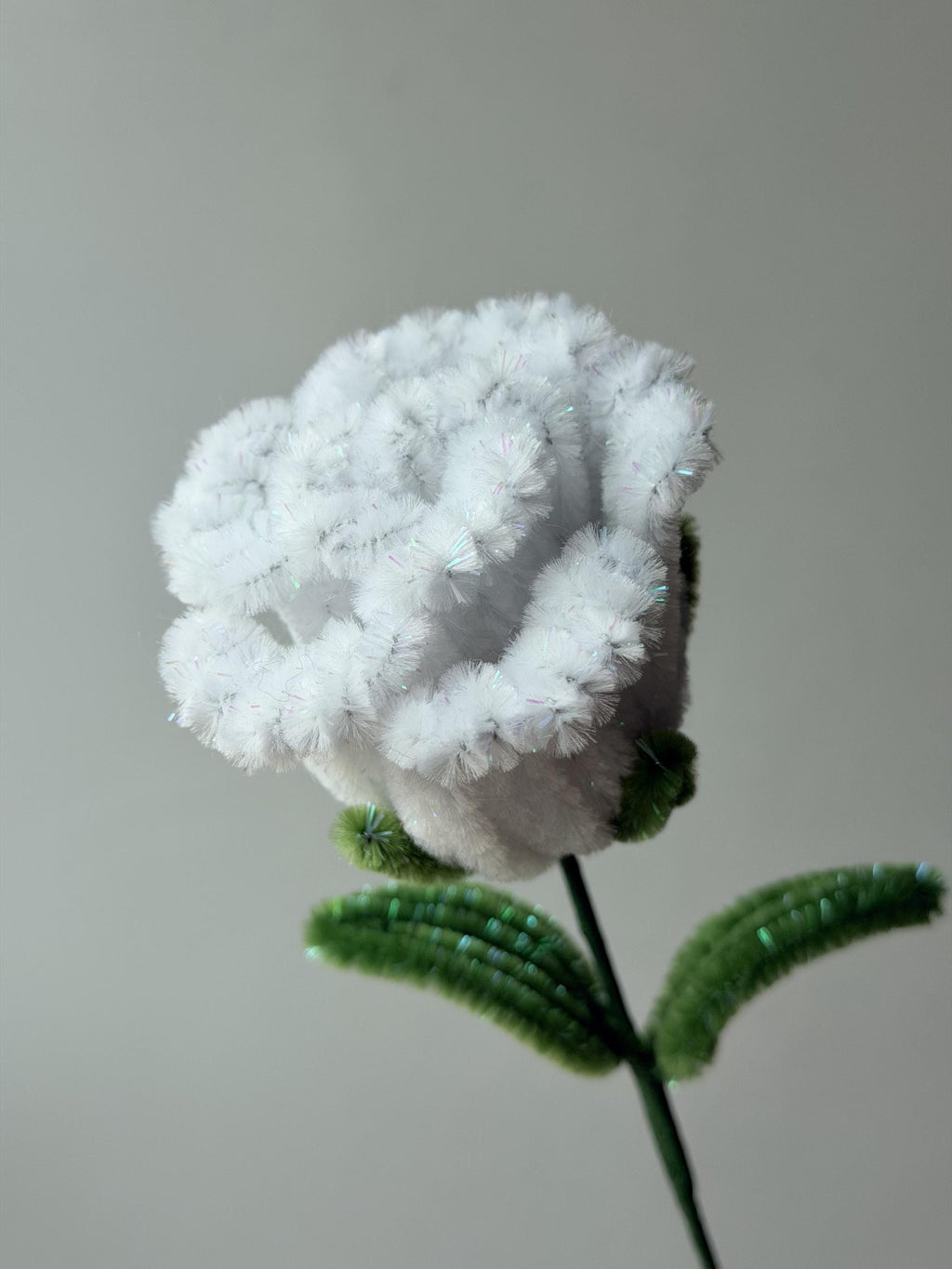 Sparkly Tinsel Gradient Rose, Handmade Chenille Stem Flower, DIY Bouquet Alternative