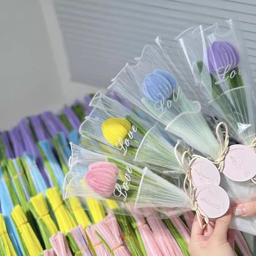 DIY Tulip Bouquet Kit, Pipe Cleaner Flowers, Chenille Tulip Craft Kit, Handmade Floral Gift