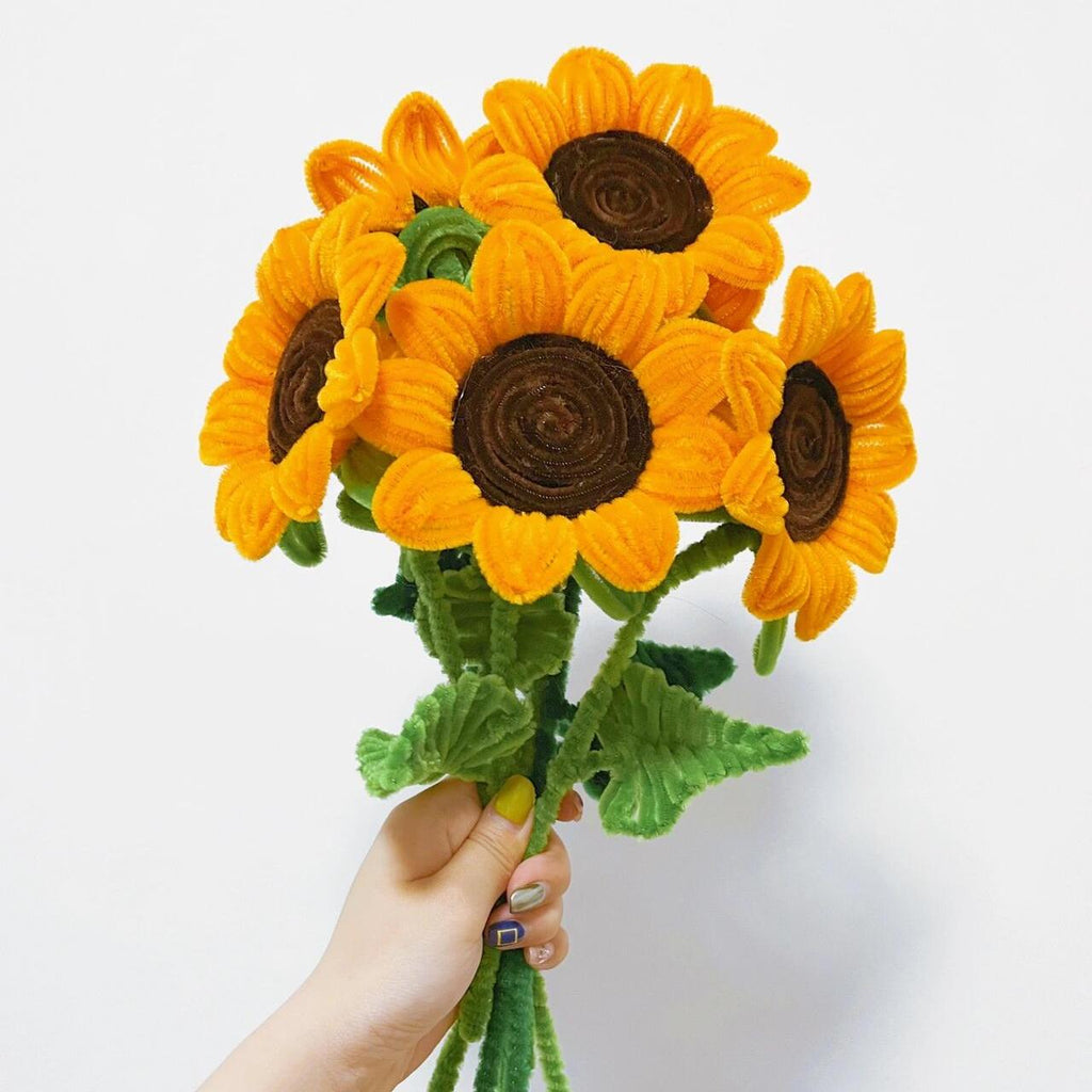 DIY Sunflower Kit, Pipe Cleaner Flower Kit, Handmade Bouquet Craft, Gift for Her, Aesthetic Room Decor, Beginner Friendly Craft
