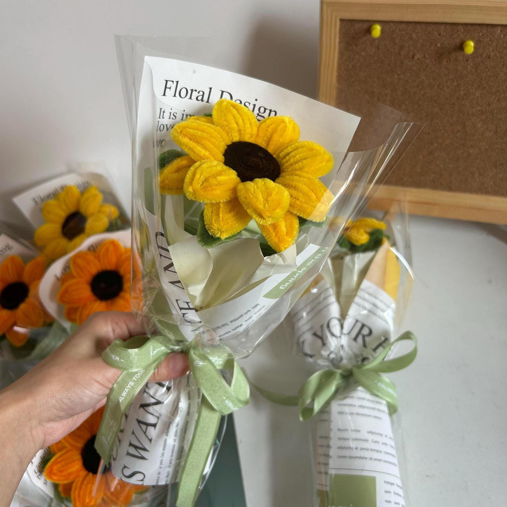 DIY Sunflower Kit, Pipe Cleaner Flower Kit, Handmade Bouquet Craft, Gift for Her, Aesthetic Room Decor, Beginner Friendly Craft