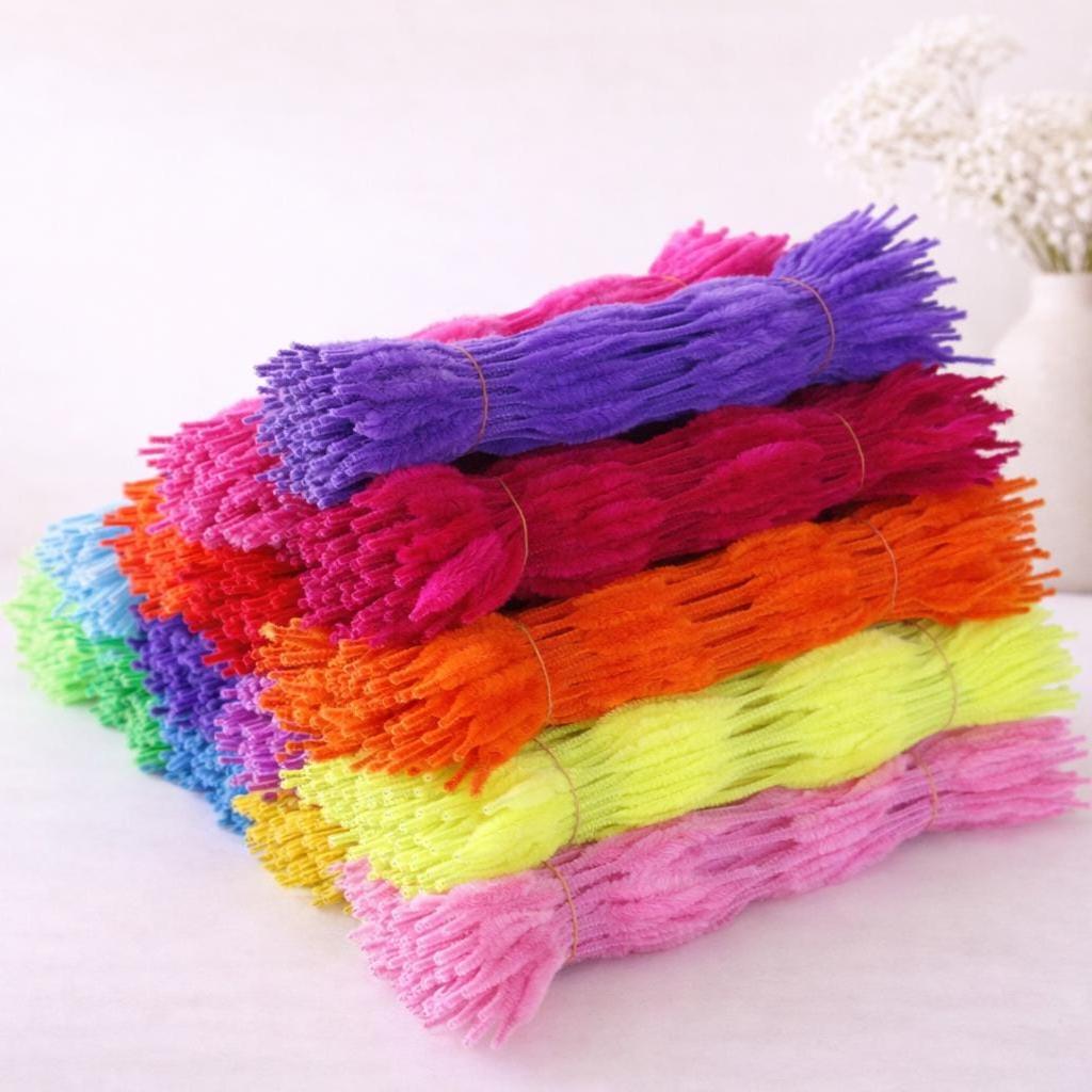 100Pcs Wavy Pipe Cleaners Colorful Chenille Stems for DIY Crafts