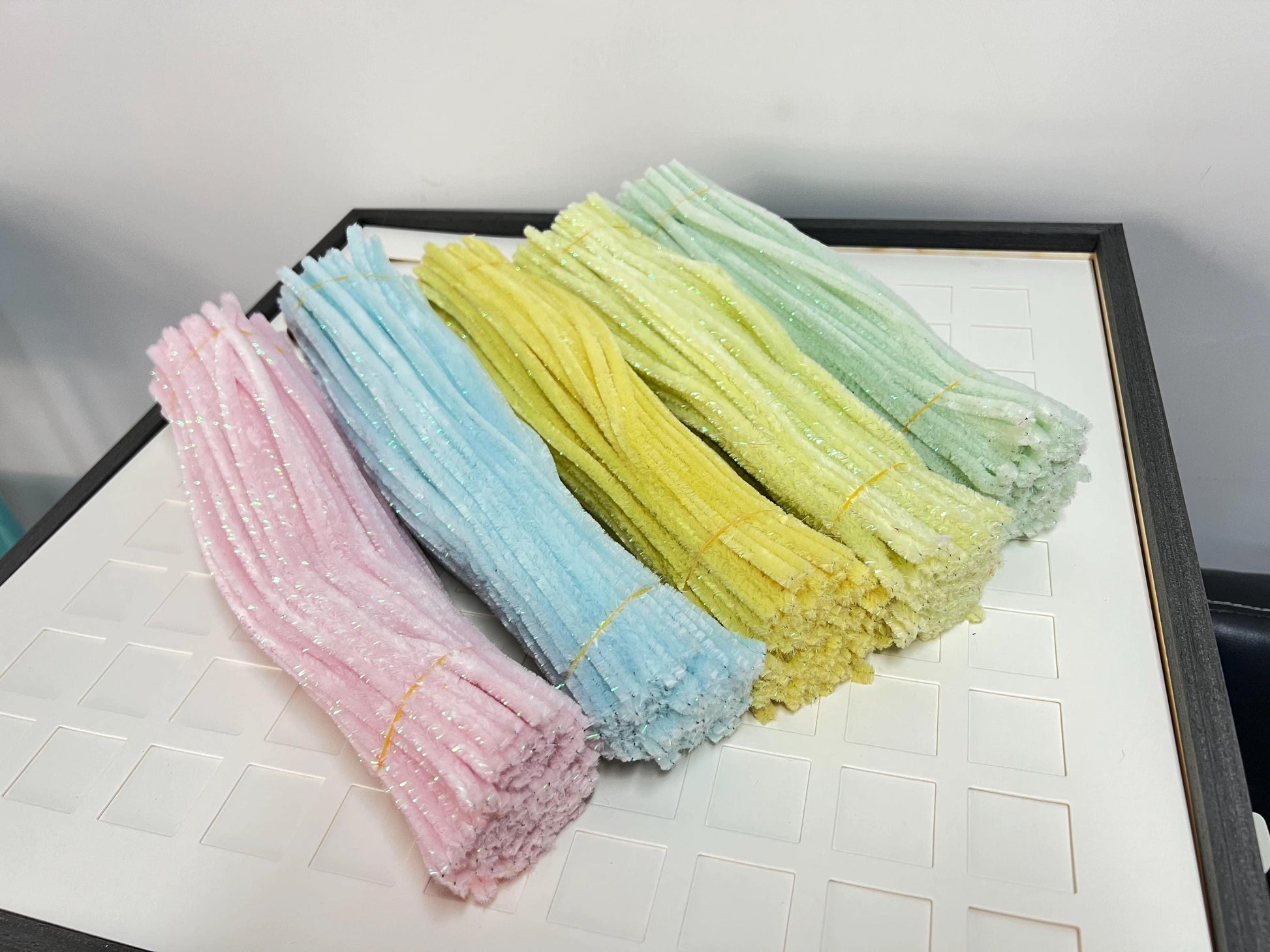 Glitter Chenille Stems 100pcs, Pipe Cleaners 6mm x 30cm, DIY Craft Supplies, Sparkle Pipe Cleaners for Flowers, Kids Crafts, Decoration