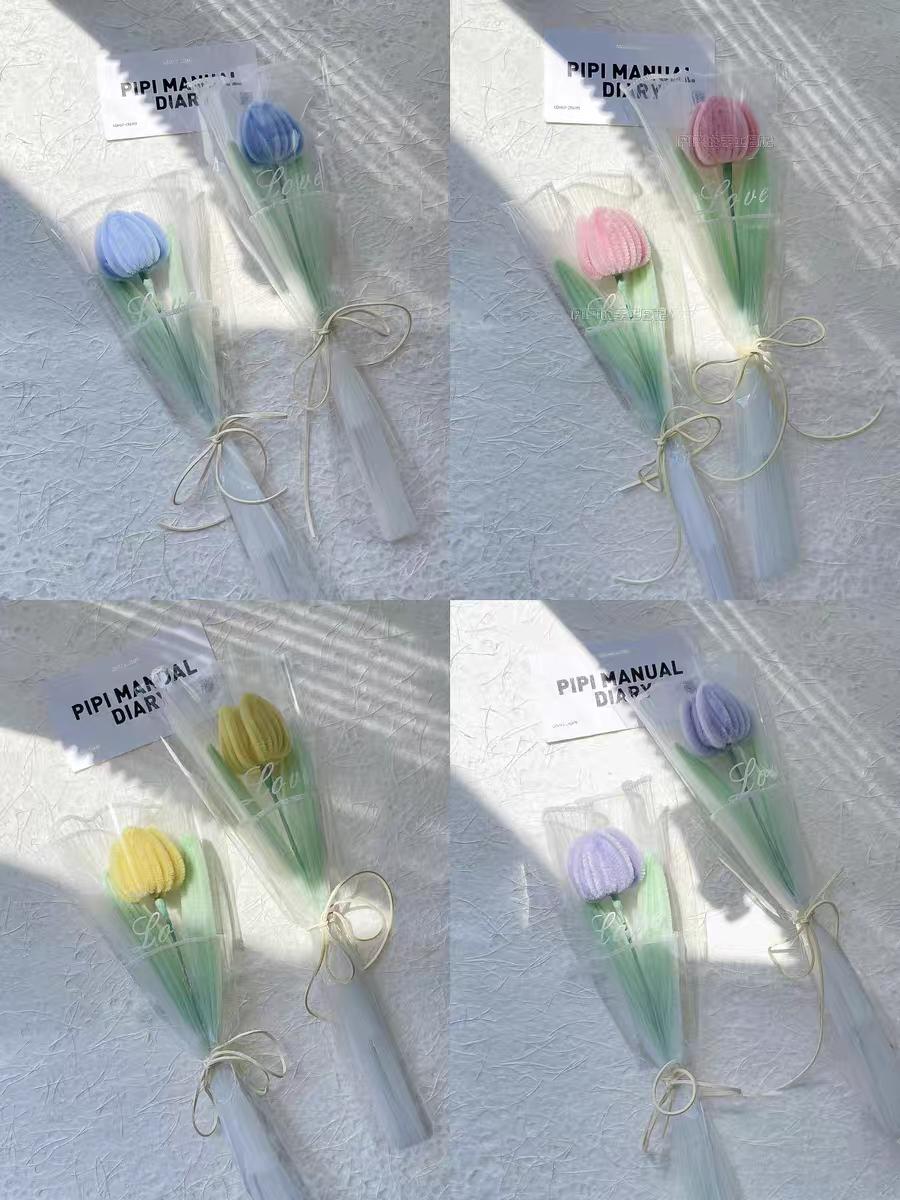 DIY Tulip Bouquet Kit, Pipe Cleaner Flowers, Chenille Tulip Craft Kit, Handmade Floral Gift