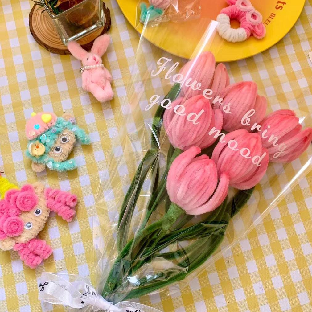 DIY Tulip Bouquet Kit, Pipe Cleaner Flowers, Chenille Tulip Craft Kit, Handmade Floral Gift