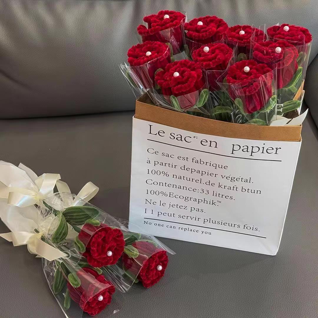 DIY Rose Flower Kit, for 7 Stems Pipe Cleaner Roses, Handmade Flower Craft, Romantic Gift, Floral DIY Set, Bouquet Making Kit