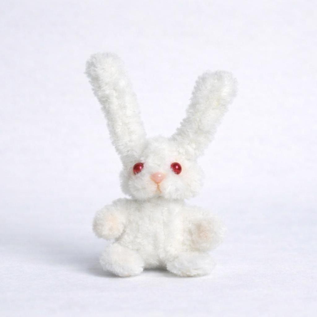 Pipe Cleaner Plush Bunny Trio Handmade Kawaii Mini Stuffed Toy Gift