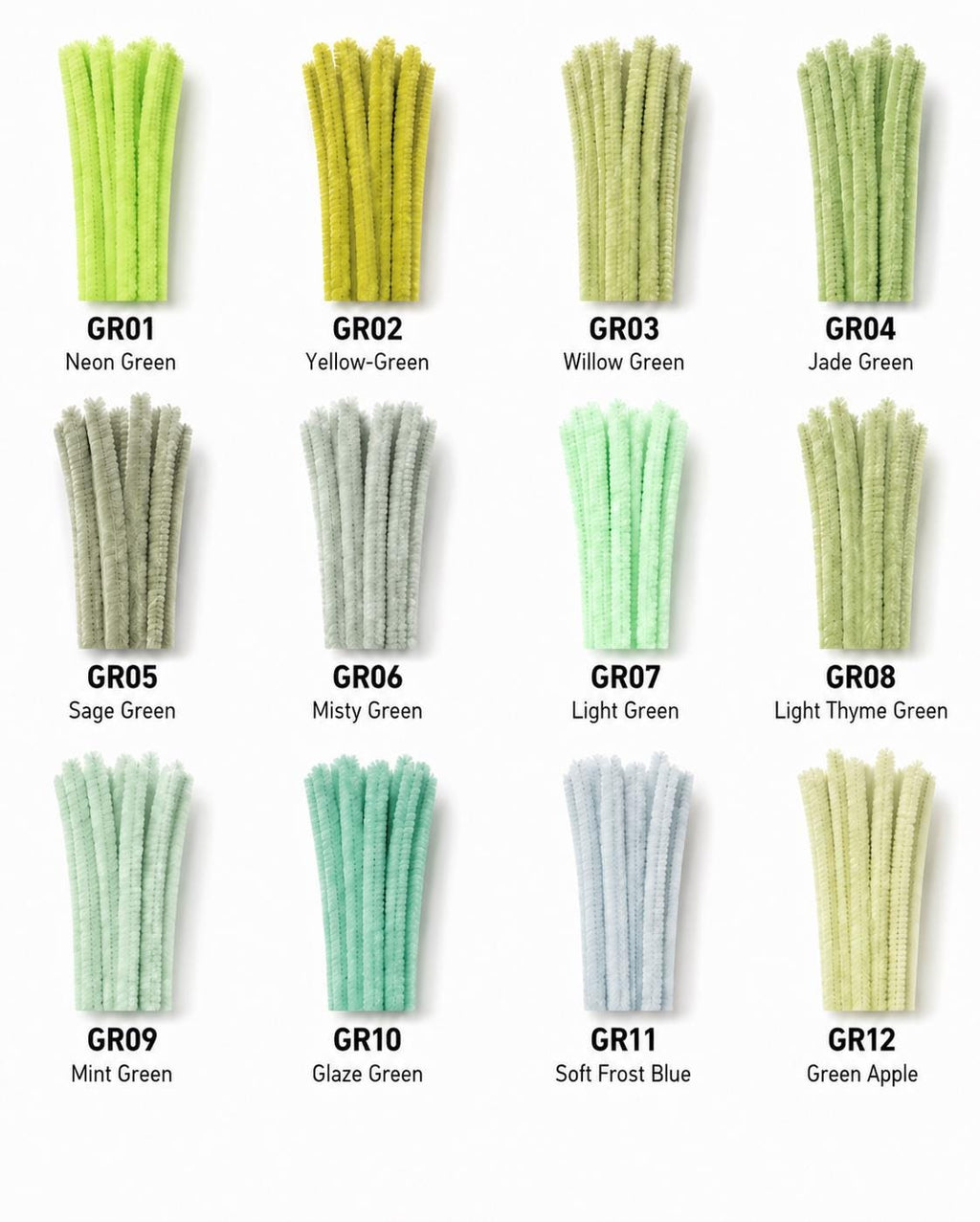 100pcs 8mm Super Dense Pipe Cleaner 30cm, DIY Flower Making Supplies Chenille Stem 104 Colors Available