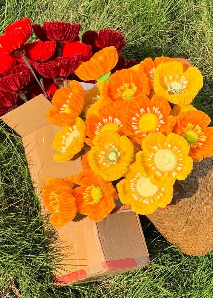DIY Poppy Flower Kit, for Pipe Cleaner Poppies, Handmade Floral Craft, Bouquet Making Set