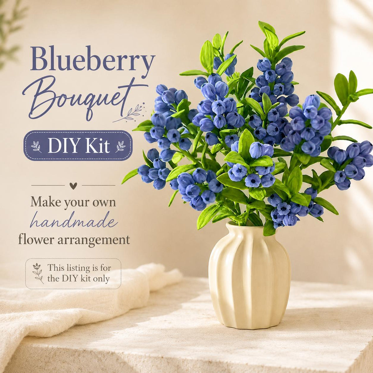 DIY BlueBerry Flower kit,Pipe Cleaner Set, Handmade Floral Craft, DIY Gift, Home Decor