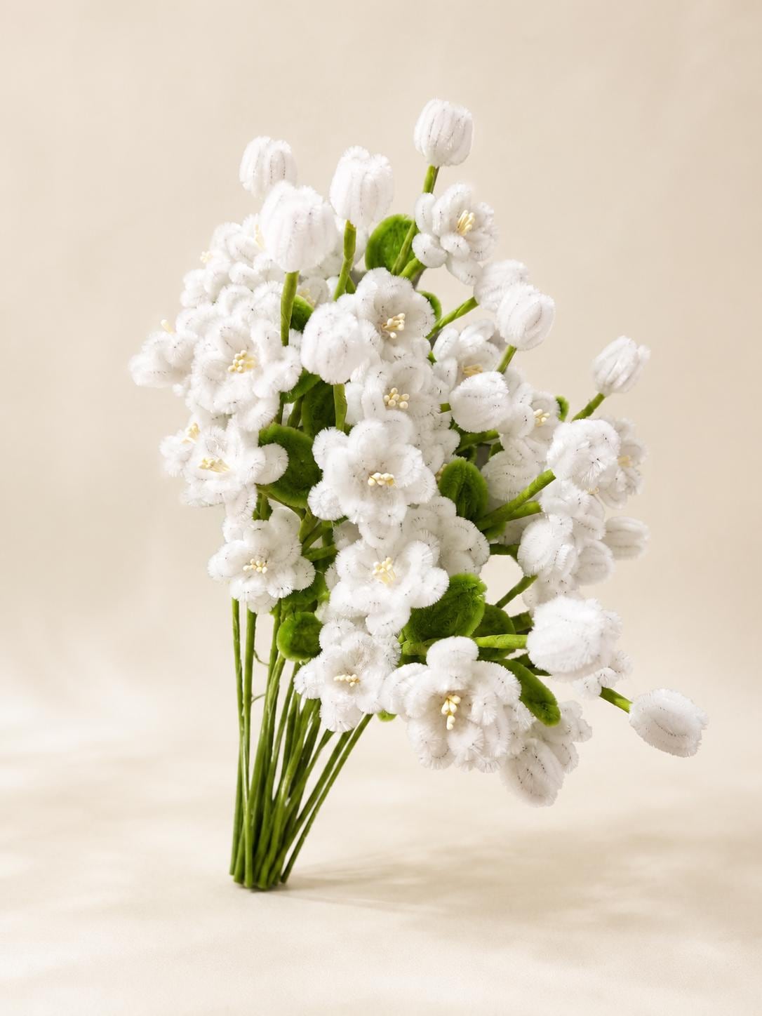 DIY Jasmine Flower Bouquet Kit, Pipe Cleaner Floral Craft, Handmade Chenille Stem Arrangement Gift