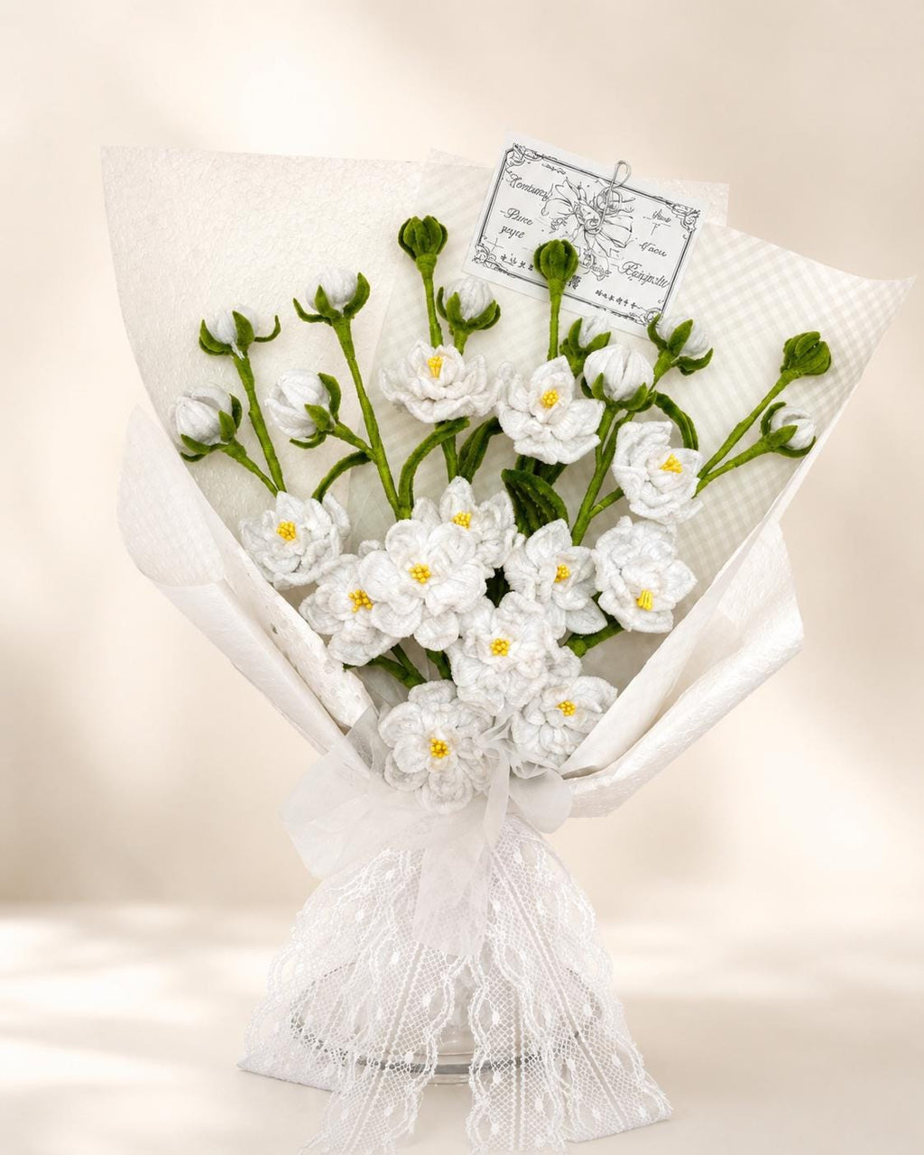 DIY Jasmine Flower Bouquet Kit, Pipe Cleaner Floral Craft, Handmade Chenille Stem Arrangement Gift