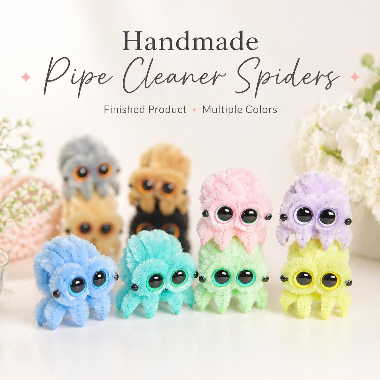 Pipe Cleaner Mini Spider Handmade Cute Desk Buddy Lucas Spider Gift