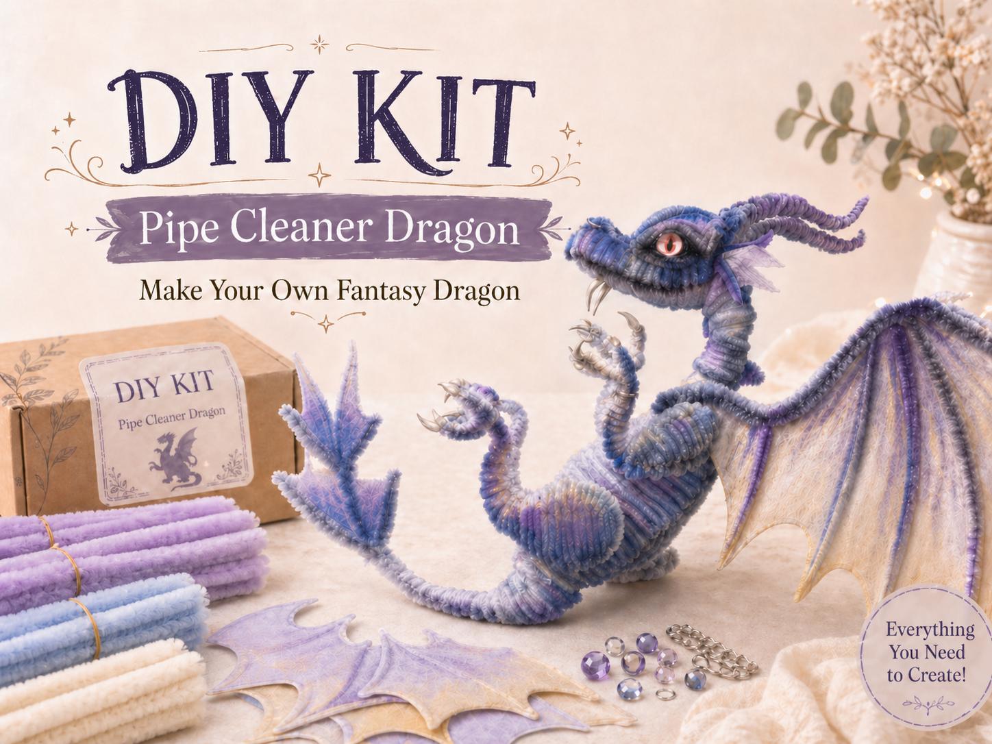 Pipe Cleaner Large Dragon Craft DIY Kit, Chenille Stem Dragon, Handmade Craft Set Gift, Creative Hobby Kit