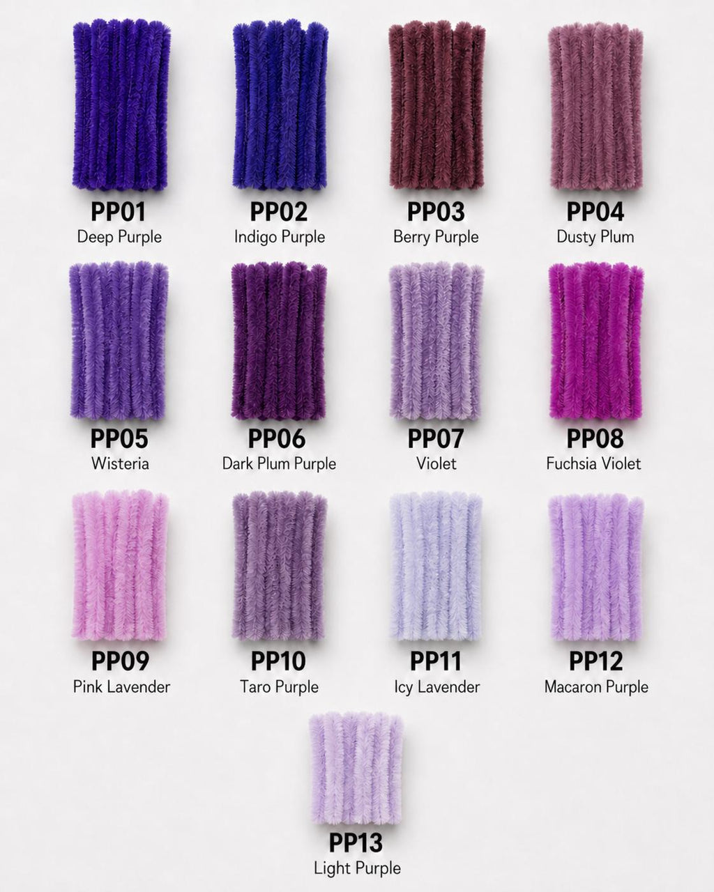 100pcs 8mm Super Dense Pipe Cleaner 30cm, DIY Flower Making Supplies Chenille Stem 104 Colors Available