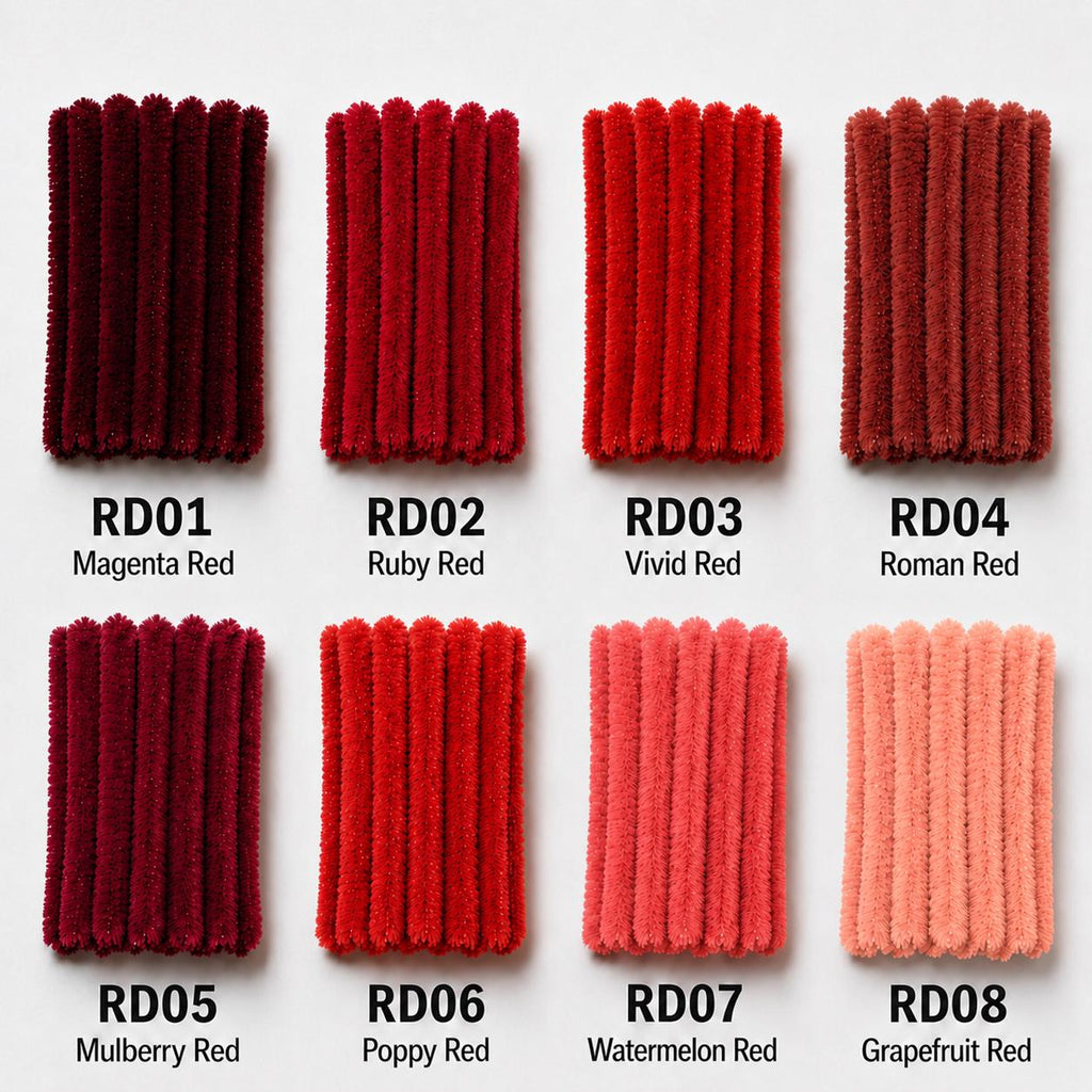 100pcs 8mm Super Dense Pipe Cleaner 30cm, DIY Flower Making Supplies Chenille Stem 104 Colors Available