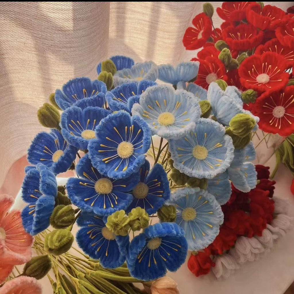 DIY Poppy Flower Kit, for Pipe Cleaner Poppies, Handmade Floral Craft, Bouquet Making Set